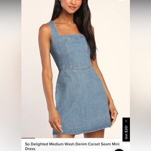 Lulus so delighted medium wash denim dress